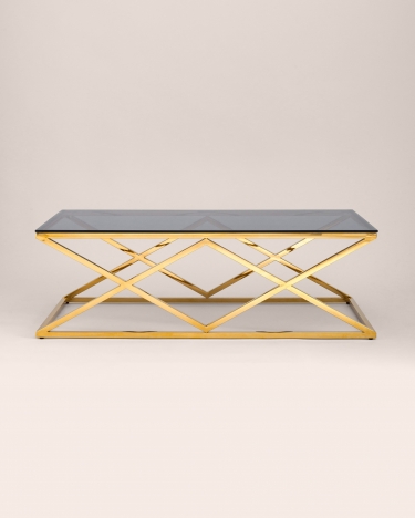 Стол журнальный Stool Group ИНСИГНИЯ 120x60 Золото стекло smoke