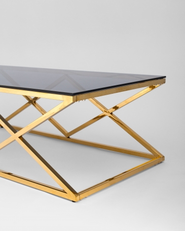 Стол журнальный Stool Group ИНСИГНИЯ 120x60 Золото стекло smoke