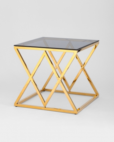 Журнальный стол Stool Group ИНСИГНИЯ 55x55 Золото стекло smoke