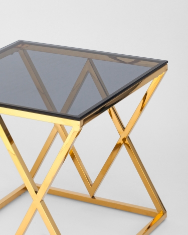 Журнальный стол Stool Group ИНСИГНИЯ 55x55 Золото стекло smoke