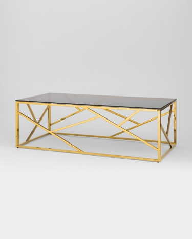 Журнальный стол Stool Group АРТ ДЕКО 120x60 золото стекло smoke