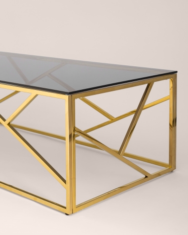 Журнальный стол Stool Group АРТ ДЕКО 120x60 золото стекло smoke