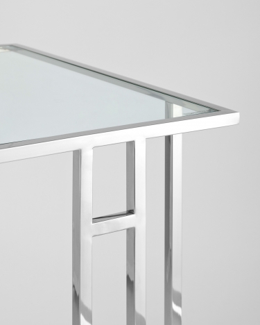 Журнальный столик Stool Group Бостон 50x32 Серебро стекло прозрачное