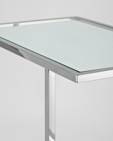 Журнальный столик Stool Group Бостон 50x32 Серебро стекло прозрачное
