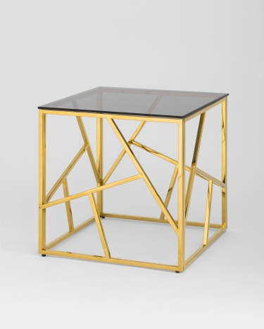 Журнальный столик Stool Group АРТ ДЕКО 55x55 Золото стекло smoke