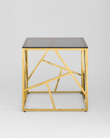 Журнальный столик Stool Group АРТ ДЕКО 55x55 Золото стекло smoke