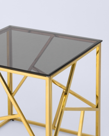 Журнальный столик Stool Group АРТ ДЕКО 55x55 Золото стекло smoke
