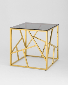 Журнальный столик Stool Group АРТ ДЕКО 55x55 Золото стекло smoke
