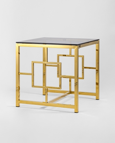 Журнальный столик Stool Group БРУКЛИН 55x55 Золото стекло smoke
