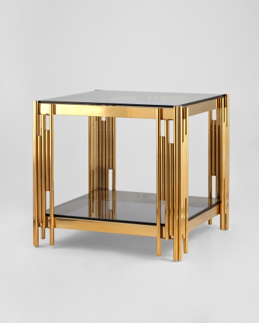 Журнальный столик Stool Group ГЭТСБИ 55x55 Золото стекло smoke