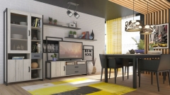 Гостиная Техно Любимый дом 1 Дуб Крафт белый/Серый шифер