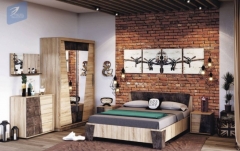 Набор мебели для спальни Стиль Санремо 1 Дуб сонома светлый Ателье темное