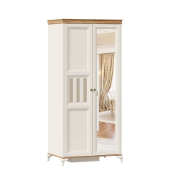 Шкаф Любимый дом двухстворчатый с зеркалами Вилладжио Алебастр/Дуб золотой