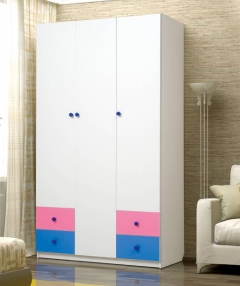 Шкаф Матрица 3-х дверный с ящиками Радуга Белый/Желтый/Синий