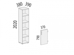 Стеллаж закрытый Витра Альфа 61 136 Ольха
