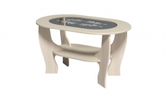 Журнальный стол Марибель 2 с овальным стеклом Дуб беленый