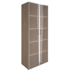 Шкаф книжный со стеклом в раме Lacobel без топа Рива YALTA LT-ST 1.10R white Снежная Патина