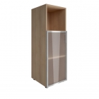 Шкаф книжный средний со стеклом в раме без топа Рива YALTA LT-SU 2.2L Снежная Патина