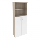 Шкаф высокий широкий 2 средних фасада ЛДСП Рива ONIX O.ST-1.6 Тиквуд Светлый/Белый