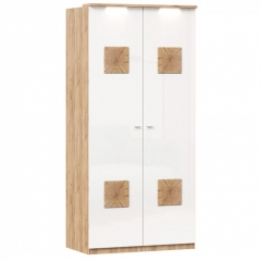 Шкаф двухстворчатый с декоративными накладками Любимый дом Фиджи ЛД 659.237.000 Дуб Золотой Белый