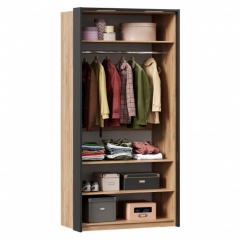 Шкаф двухстворчатый с комбинированными дверями и паспарту Любимый дом Техно 041 Дуб Золотой Черный