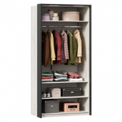 Шкаф двухстворчатый с комбинированными дверями и паспарту Любимый дом Техно 04 Дуб Крафт белый Серый шифер