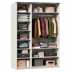 Шкаф трехстворчатый с комбинированными дверями Любимый дом Техно 09 Дуб Крафт белый Серый шифер