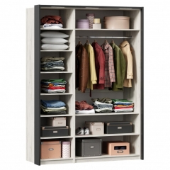 Шкаф трехстворчатый с комбинированными дверями и паспарту Любимый дом Техно 11 Дуб Крафт белый Серый шифер