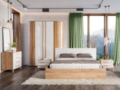 Шкаф двухстворчатый зеркальный Любимый дом Марта-2 ЛД 406.040.000 Дуб золотой Белый