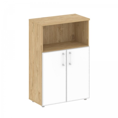 Шкаф средний широкий стеклянные дверцы Рива SHIFT SK.ST-2.2R white Тиквуд Светлый/Белый Бриллиант