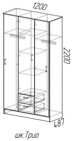 Шкаф Трио МАГ-РИВЕР Ясень шимо темный