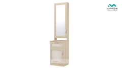 Шкаф комбинированный с зеркалом VIP-6 Визит-16 МАГ-РИВЕР Дуб беленый/Кожа крокодила светлая/Туя светлая