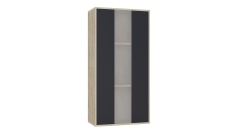 Шкаф навесной со стеклом К04 Куб МАГ-РИВЕР Дуб Ирландский/Графит софт