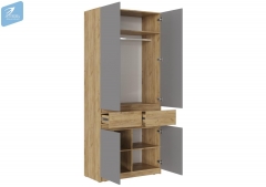 Шкаф 2-х створчатый МАГ-РИВЕР ШК-001 БОСТОН дуб крафт золотой/Шифер серый