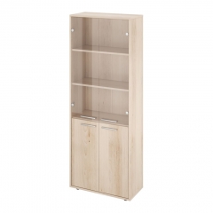 Шкаф высокий со стеклянными дверьми Монолит Канцлер КЦ28.39 Бук артизан перламутровый