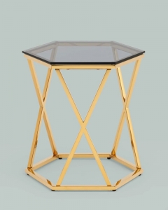 Журнальный столик Stool Group Круз 4842 стекло smoke сталь Золото