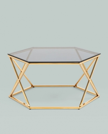 Журнальный столик Stool Group Круз 9380 стекло smoke сталь Золото