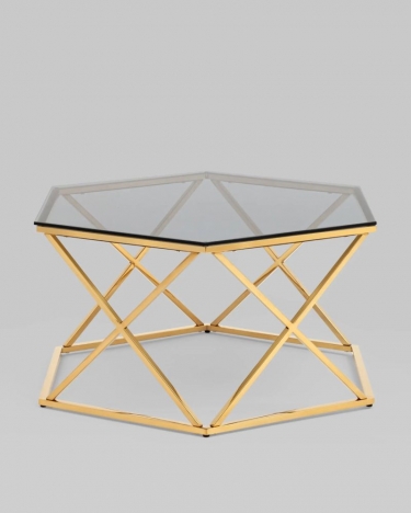 Журнальный столик Stool Group Круз 9380 стекло smoke сталь Золото