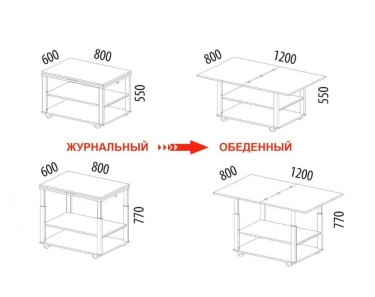 Журнальный стол-трансформер Витра Агат 35 Дуб Кронберг