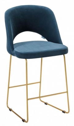 Стул полубар R-home Oscar ПБ Diag blue/Линк золото