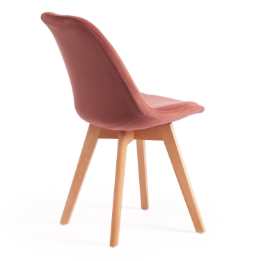 Стул Tetchair TULIP SOFT mod. 74 / 1 шт. в упаковке вельвет/дерево , 54 х 47 х 83 см , коралловый HLR 44/натуральный