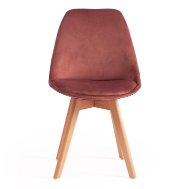 Стул Tetchair TULIP SOFT mod. 74 / 1 шт. в упаковке вельвет/дерево , 54 х 47 х 83 см , коралловый HLR 44/натуральный