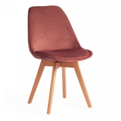 Стул Tetchair TULIP SOFT mod. 74 / 1 шт. в упаковке вельвет/дерево , 54 х 47 х 83 см , коралловый HLR 44/натуральный