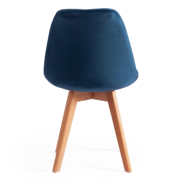 Стул Tetchair TULIP SOFT mod. 74 / 1 шт. в упаковке вельвет/дерево , 54 х 47 х 83 см , синий HLR 63/натуральный