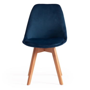 Стул Tetchair TULIP SOFT mod. 74 / 1 шт. в упаковке вельвет/дерево , 54 х 47 х 83 см , синий HLR 63/натуральный
