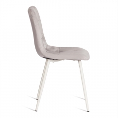 Стул Tetchair CHILLY mod. 7094-1 вельвет/металл, 44,5х52,5х86 см, light grey светло-серый HLR14 / белый