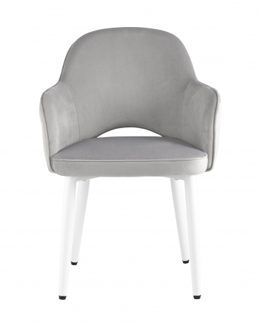 Стул Stool Group Венера велюр серый ножки белые металл