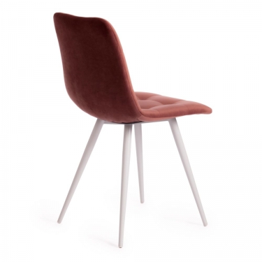 Стул Tetchair CHILLY mod. 7095-1 / 1 шт. в упаковке ткань/металл, 45x53х88 см, высота до сиденья 50 см, коралловый barkhat 15 /белый