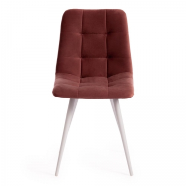 Стул Tetchair CHILLY mod. 7095-1 / 1 шт. в упаковке ткань/металл, 45x53х88 см, высота до сиденья 50 см, коралловый barkhat 15 /белый