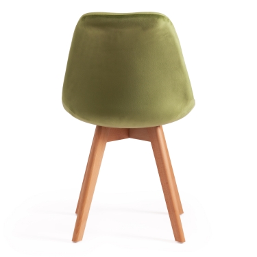 Стул Tetchair TULIP SOFT mod. 74 / 1 шт. в упаковке вельвет/дерево , 54 х 47 х 83 см , зеленый HLR 54/натуральный